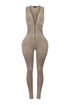 Nicole Mineral Washed Zip Up Sleeveless Jumpsuit